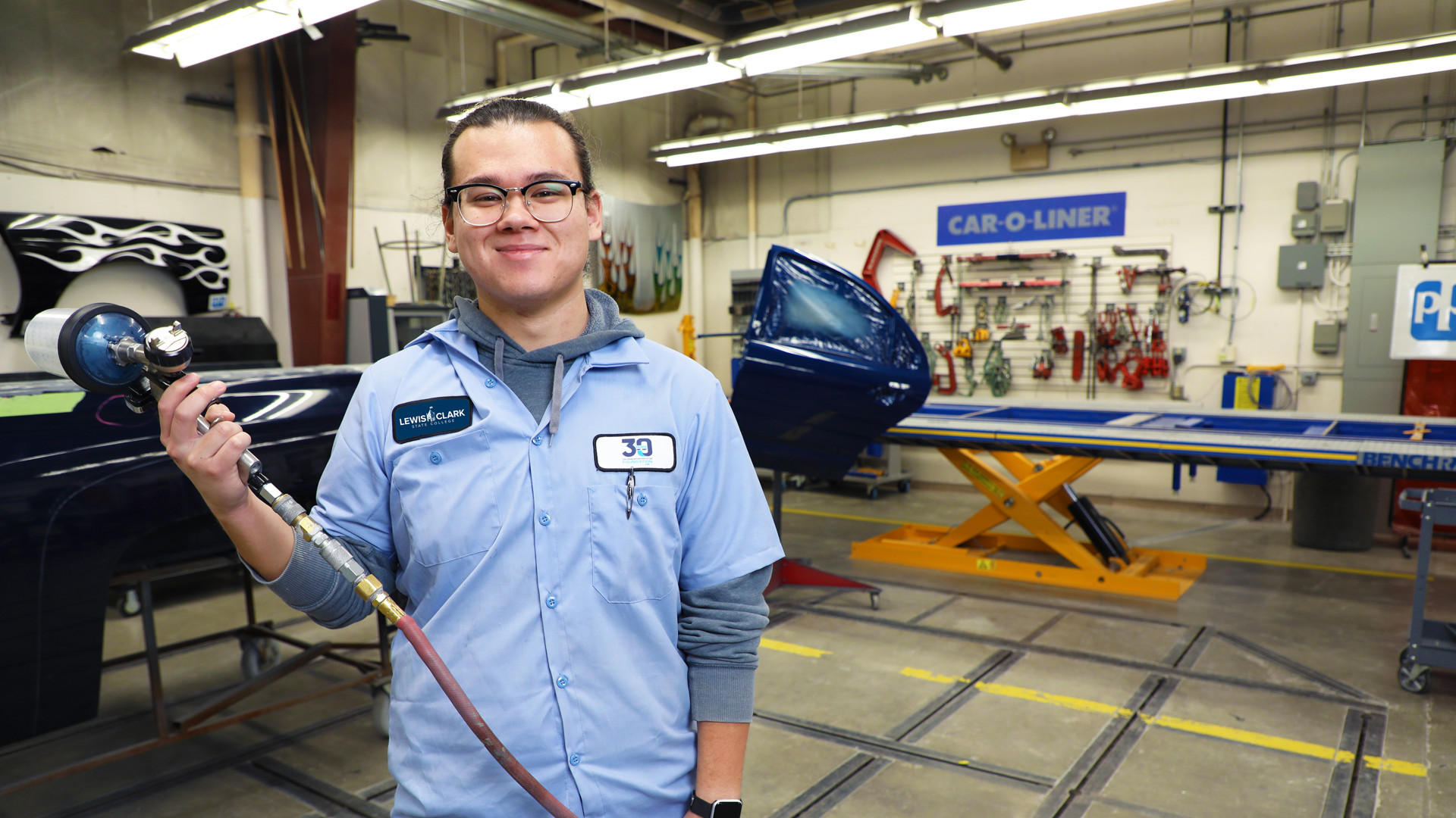 Male student with paint gun